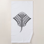 Black Tribal Stingray Manta Ray Strandlaken (Voorkant)