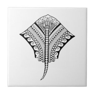 Black Tribal Stingray Manta Ray Tegeltje