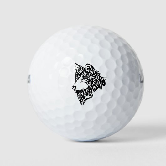 Black Tribal Wolf Golfballen (Voorkant)