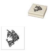 Black Tribal Wolf Rubberstempel (Gestempeld)