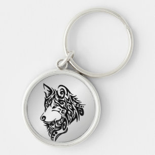 Black Tribal Wolf Sleutelhanger