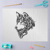 Black Tribal Wolf Tissuepapier (Craft)