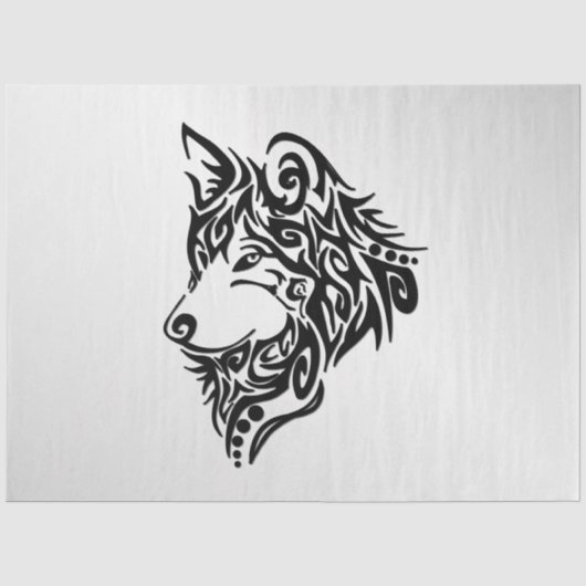 Black Tribal Wolf Tissuepapier (Voorkant)