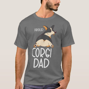 Black Tricolor Corgi Dad Eigenaar Proud Corgi Dad T-shirt