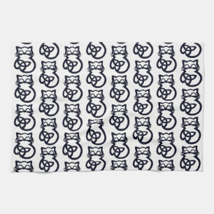 Black Trinity Knot Celtic Cat Kitchen Towel Theedoek