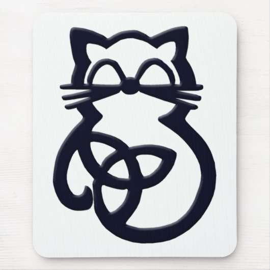 Black Trinity Knot Celtic Cat Mousepad Muismat (Voorkant)