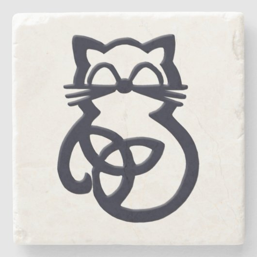 Black Trinity Knot Celtic Cat Onderzetter (Voorkant)