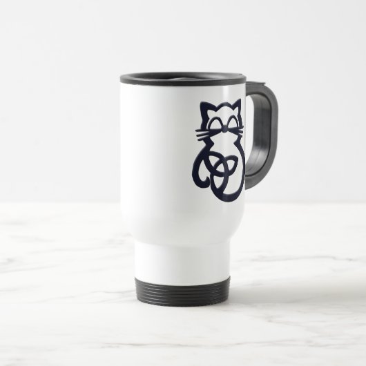 Black Trinity Knot Celtic Chat Voyage Mug (Devant droit)