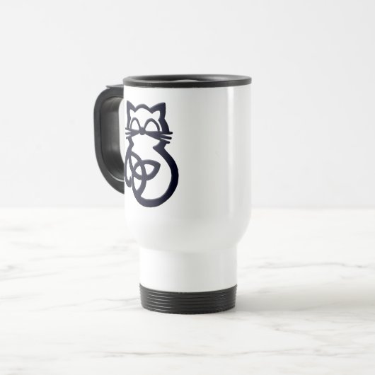 Black Trinity Knot Celtic Chat Voyage Mug (Devant gauche)