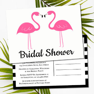 Black Tropical Beach Pink Flamingo Vrijgezellenfee Uitnodiging Briefkaart