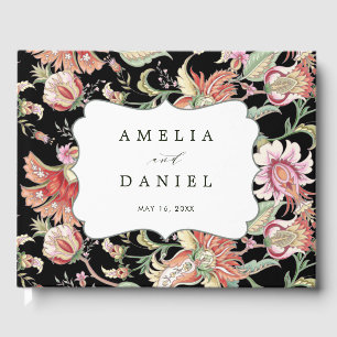 Black   Tropical Fantasy Boho Bloemenbruiloft Gastenboek