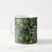 Black Tropical Green Leaves Koffiemok (Voorkant links)