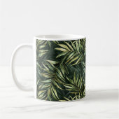 Black Tropical Green Leaves Koffiemok (Links)