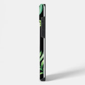 Black Tropical Leaf Motif iPhone 14 Coque (Côté gauche)