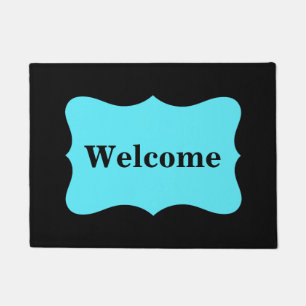 Black Turquoise Aqua Blue Welcome Custom Deurmat