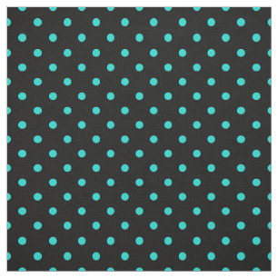 Black Turquoise Blue Polka Dot Spot Pattern Stof