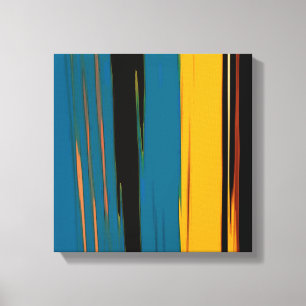 Black Turquoise en Oranje Go! Abstracte kunst Canvas Afdruk
