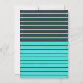 Black Turquoise Striped 40th Birthday Party Kaart (Achterkant)