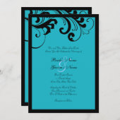 Black & Turquoise Swirls Lijst Weddenschap Kaart (Voorkant / Achterkant)