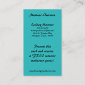 Black Turquoise Turquoise Damask Cartes de visite (Dos)