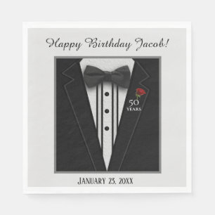 Black Tuxedo met Bow Stropdas Birthday Formule Servet