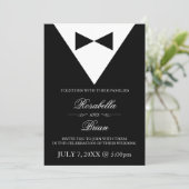 Black Tuxedo & Robe Blanche Invitations de mariage (Debout devant)