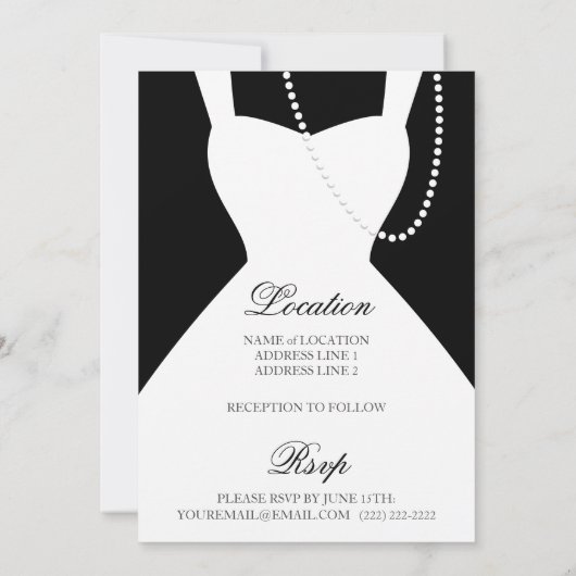 Black Tuxedo & Robe Blanche Invitations de mariage (Dos)