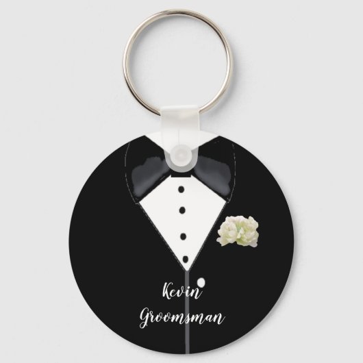 Black Tuxedo Wedding Groomsman Sleutelhanger (Voorkant)