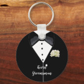 Black Tuxedo Wedding Groomsman Sleutelhanger (Voorkant)