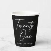 Black Twenty One Birthday Party | Modern 21st Papieren Bekers (Voorkant)