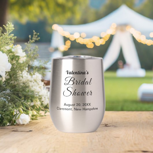 Black Typography Bridal Shower Wine Tumbler (Mariage (pivoté))