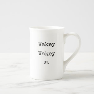 Black Typography Phrase Wakey Wakey Porselein Kop