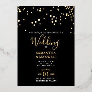 Black Typography Wedding Folie Invitation Folie Uitnodiging