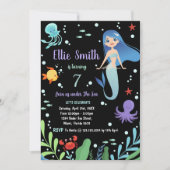 Black Under the sea Sirène Invitations d'anniversa (Devant)