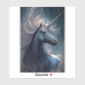 Black Unicorn Fantasy Art Sticker (Vel)