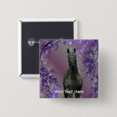 Black Unicorn Flowers Fantasy Button (Voorkant /achterkant)