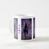 Black Unicorn Flowers Fantasy Personalized Koffiemok (Voorkant links)
