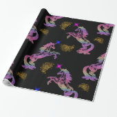Black Unicorn Magic Cadeaupapier (Uitgerold)