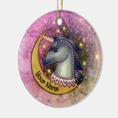 Black Unicorn Moon Keramisch Ornament (Links)