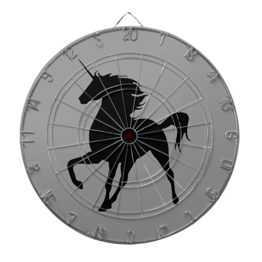 Black Unicorn Silhouette Dart Board Dartbord (Voorkant)
