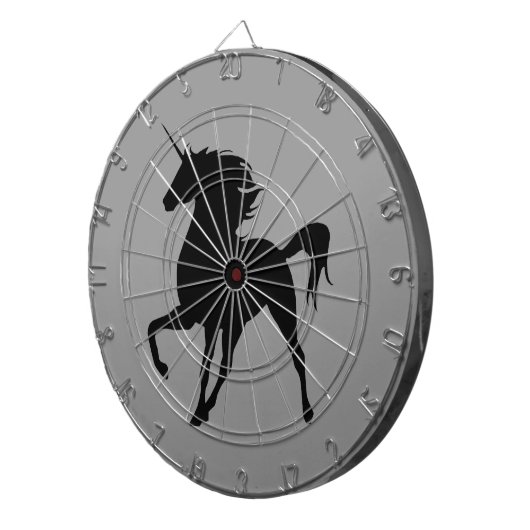 Black Unicorn Silhouette Dart Board Dartbord (Voorkant Rechts)