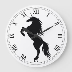 Black Unicorn Silhouette Roman Numeral Clock Grote Klok