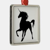 Black Unicorn Silhouette Square Ornament (Rechts)