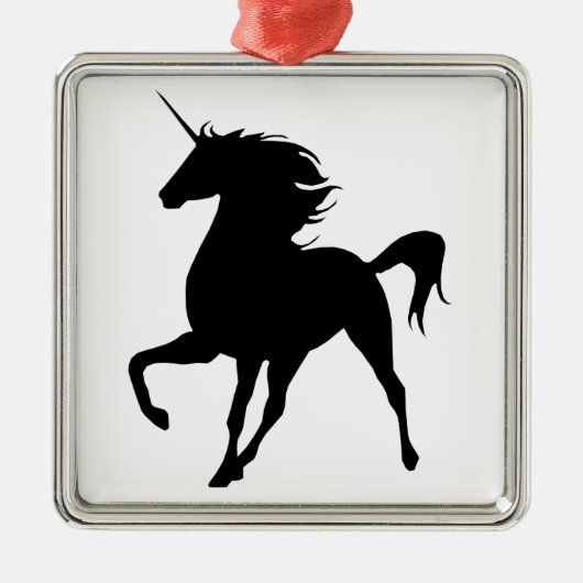 Black Unicorn Silhouette Square Ornament (Voorkant)