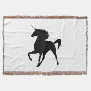 Black Unicorn Silhouette Throw Blanket Deken