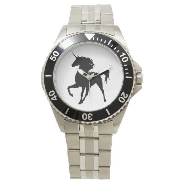Black Unicorn Silhouette Watch Horloge (Voorkant)