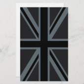 Black Union Jack British Flag Decor Briefpapier (Voorkant / Achterkant)