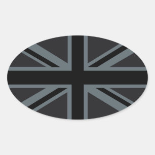 Black Union Jack British Flag Decor Ovale Sticker