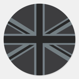 Black Union Jack British Flag Decor Ronde Sticker