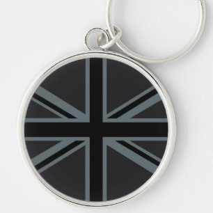 Black Union Jack British Flag Decor Sleutelhanger